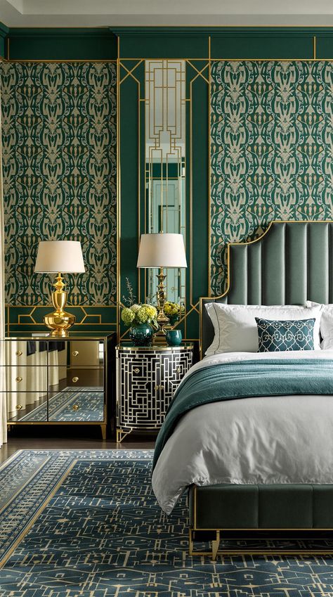 Bedroom Ideas For Adults Bedroom Ideas For Adults, Art Nouveau Bedroom, Boho Bedrooms, Art Deco Bedroom, Creative Wall Art, Wall Art Ideas, Urban Loft, Loft Living, Mirrored Furniture