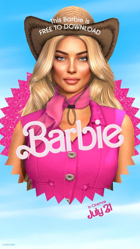 BARBIE (Sim) is now available for FREE at my patreon https://www.patreon.com/jadosims Marilyn Monroe Pink Dress, Dream House Movie, Marilyn Monroe Dress, Makeup Cc, Sims 4 Anime, Barbie Makeup, Nose Contouring, Celebrity Skin, Barbie Hair