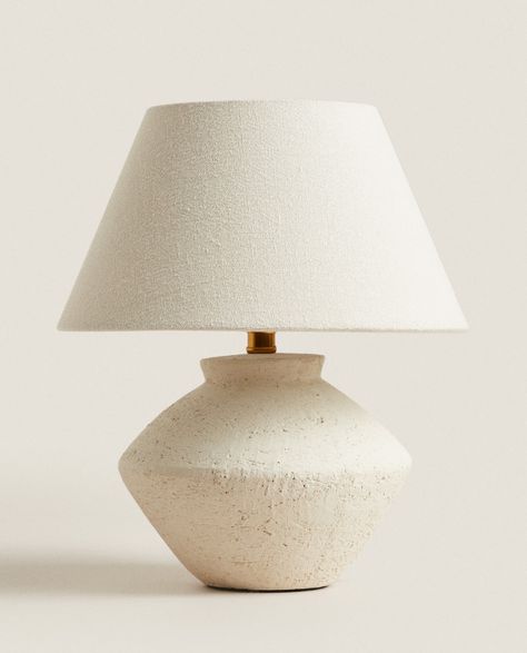 SMALL EARTHENWARE BASE LAMP - | Zara Home Germany Small Bedroom Lamps, Linen Lampshade, Small Lamp, Small Table Lamp, Bedroom Lamps, Small Tables, Zara Home, Living Room Lighting, Malaga