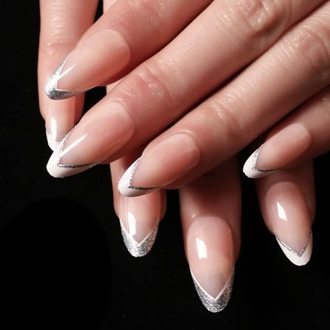 Magrace Press on Nails Long Square French Fake Nails False Nails with Designs Rhinestone 24 pcs Stick on Nails for Women (A-6) Nails French Tips, Nails Medium Almond, White French Nails, Medium Almond, Press On Nails Medium, Nails Medium, Nails French, Nails For Women, French Tips