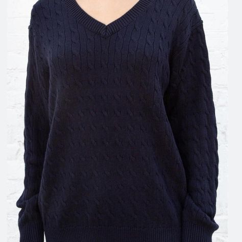 Brandy Melville V-neck, wool, navy jumper Postage... - Depop V Neck Jumper Outfit, Brandy V Neck Sweater, Brandy Melville V Neck Sweater, Brandy Melville Blue And White Sweater, Brandy Melville Thermal Top, Navy Jumper, Brandy Melville Shirts & Tops, Jumper Outfit, Navy Sweaters