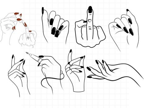 Nail Tech Tattoo Ideas Art, Nail Tech Tattoos, Hand With Nails Drawing, Nail Drawing Designs, Nail Tech Tattoo, Nail Clip Art, Nail Tech Svg, Nail Polish Tattoo, Nails Drawing