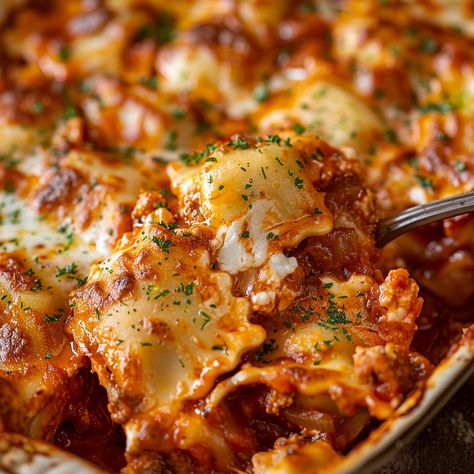 Million Dollar Ravioli, Ravioli Casserole, Ravioli Recipe, Meatless Main Dishes, Beef Casserole Recipes, Beef Casserole, Million Dollar, Italian Dishes, Italian Sausage