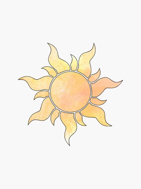 Sun Drawings Easy, Sun Cartoon Aesthetic, Tangled Sun And Moon, Sun Designs Drawing, Sun Drawings Aesthetic, Cute Sun Painting, Pretty Sun Drawing, Sun Painting Aesthetic, Drawing A Sun