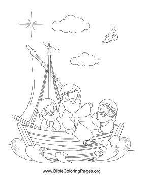 Jesus calms the storm while on a boat with his disciples in this Bible coloring page. Ascension Craft, Boat Coloring Page, Boat Printable, Jesus Ascension, Toddler Sunday School, Ascension Of Jesus, Jesus Calms The Storm, Preschool Bible Lessons, Sunday School Coloring Pages