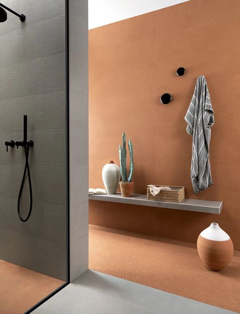 FAP ceramiche's tile collection evokes charm of an italian summer Terracotta Bathroom, Bathroom Wall Colors, Tiles Color, Orange Terracotta, White Bathroom Tiles, Terracotta Wall, Floor Edging, Grey Tiles, St Charles