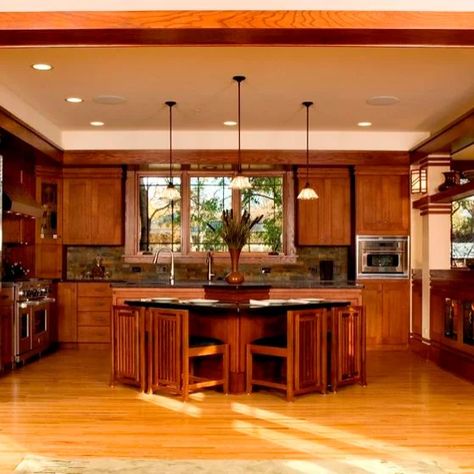 Frank Lloyd Wright Kitchen, Prairie Style Kitchen, Prairie Style Houses Interior, Prairie Style Interior, Prairie Kitchen, Prairie Style Home, Frank Lloyd Wright Style, Nashville House, Modern Prairie