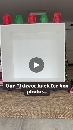 796K views · 23K reactions | To decorate our photo box, we use every tape known to man however, the real MVP is CORRUGATED PLASTIC SHEETS! 👏 👏 

We build our decor walls on them and pop them in and out of the box for quick decor changes. We had a local printer custom cut the sheets to fit our box. 📦 Foamcore can work too! 

Share your fave decor hack 👇 and make sure to follow for more box photo content! 

#babesinabox #boxphotography #boxphoto #inthebox #boxphotos #azmoms #familyphotographer #phoenixphotographer #phoenixbusiness #azlocal #localbusiness #azphotographer #phoenixmoms #scottsdalemoms #christmas #christmasphoto #holidayphotos #christmasdecor #holidayphoto #decor #decorhacks #diy #ornament | Lauren + Loren | Box Photo Experts New Years Box Photos, Diy Christmas Box Photoshoot, Christmas Box Photos, Christmas Photo Box Ideas, Box Christmas Photos, Box Pictures Ideas, Christmas Box Photoshoot, Photo Box Ideas, Photo Box Diy