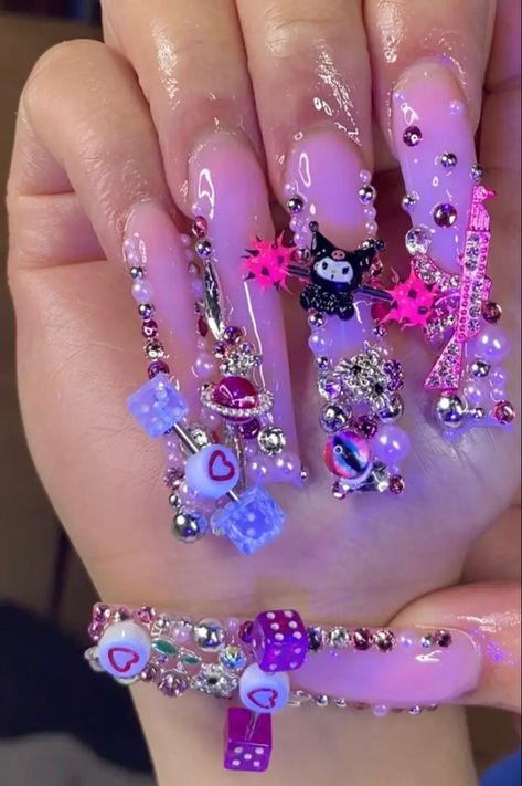 Junk Nails, Hard Nails, Drip Nails, Racun Shopee, Colored Acrylic Nails, Girly Acrylic Nails, Dope Nail Designs, Exotic Nails, Acrylic Nails Coffin Pink