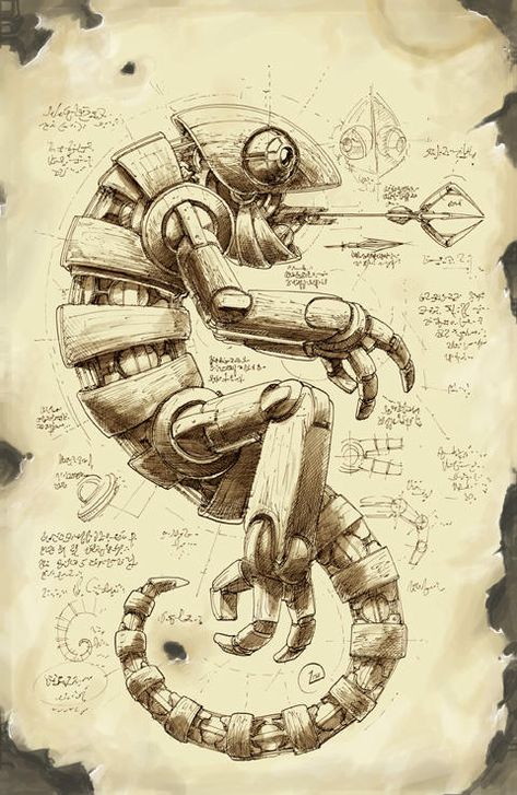 Cameleon Art, Drawing Robots, Cowboy Girl, 캐릭터 드로잉, A Robot, Steampunk Art, 영감을 주는 캐릭터, Creature Design, A Drawing