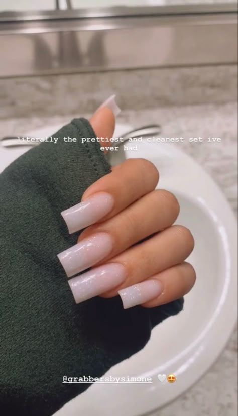 Natural Square Acrylic Nails Long, Dip Powder Nails Long Square, Thick Nails Acrylic, Nails Acrylic Medium Length Square, Medium Length Square Nails Acrylic, Milky Pink Nails Acrylic, Nails Acrylic Medium Length, Nails Acrylic Medium, Green Nails Acrylic