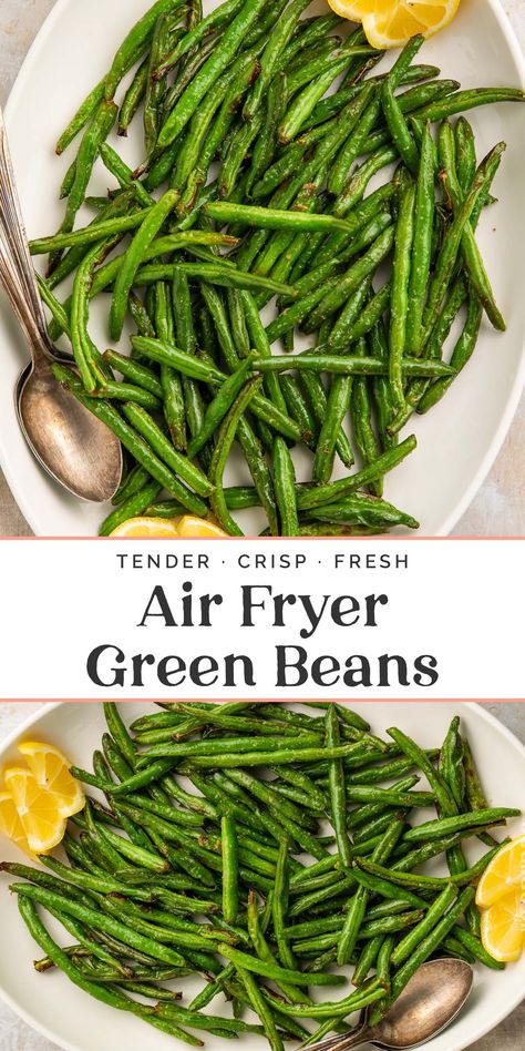 My favorite way to make green beans is in the air fryer! It's quick and easy to throw this veggie side dish together, but the air fryer perfectly cooks the green beans. With just the right amount of beautifully browned spots without ending up soggy, my recipe packs the vegetable with tons of flavor. Air Fryer Frozen Green Beans, Cooking Frozen Green Beans, Air Fryer Green Beans, Air Fried Green Beans, Vegetable Side Dishes Healthy, Inflammation Recipes, Paleo Thanksgiving, Fried Green Beans, Cooking Green Beans