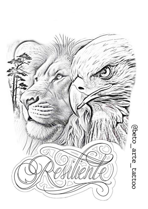 Lion And Eagle Tattoo Design, Drawing Ideas Lion, Arte Trash Polka, Japanese Temple Tattoo, Lion And Lioness Tattoo, Chess Piece Tattoo, Chest Tattoo Drawings, Arm Tattoos Drawing, Animal Sleeve Tattoo