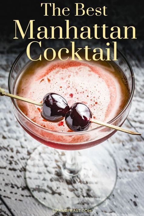 Perfect Manhattan Cocktail, Amarena Cherries, Manhattan Cocktail Recipe, Strawberry Banana Milkshake, Sip And Feast, Manhattan Recipe, Whisky Cocktail, Manhattan Cocktail, Recipe For Teens