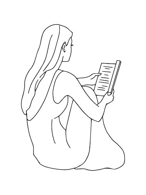 Books Outline Drawing, Woman Minimalist Drawing, Girl Leaning Against Wall Drawing, Outline Of A Girl, Writing Cartoons, Woman Reading Book Line Art, Banner Aesthetic, Line Drawing Woman, Female Silhouette