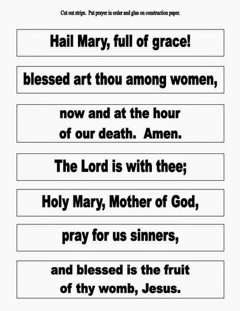 The Catholic Toolbox: Hail Mary Activities Hail Mary Prayer For Kids Free Printable, Ccd Activities, Catholic Classroom, Religion Activities, Hail Mary Prayer, Catholic Education, Catholic Crafts, Religious Crafts, Catholic Family