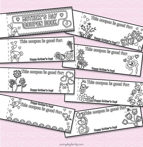 Free Printable Mothers Day Coupons for Kids to Color and Create Coupons For Kids, Coupon Book Diy, Morhers Day, Mason Jar Gifts Diy, Mother's Day Coupons, Mother's Day Printables, Mother's Day Activities, Birthday Presents For Mom, Birthday Coupons