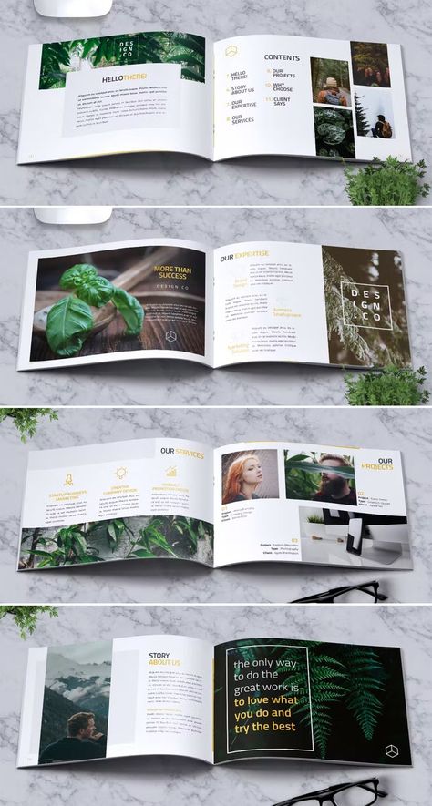 Nature Brochure Design Layout, Flower Brochure Design, Spa Brochure Design Inspiration, Nature Brochure Design, Plant Brochure, Nature Brochure, Coffee Table Book Layout, Brochure Design Layouts, Brochure Cover Design