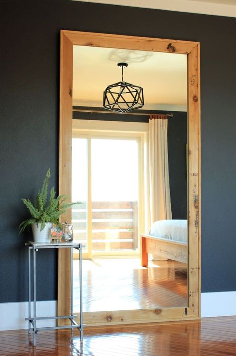 Floor Mirror Diy, Diy Floor Mirror, Mirror Apartment, Framed Floor Mirror, Leaning Floor Mirror, Large Floor Mirror, Mirror Decor Ideas, Floor Length Mirror, Leaning Mirror