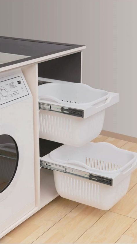 Laundry Room Pull Out Hampers, Laundry Cupboard Storage, Laundry Room Hamper Ideas, Kitchen Laundry Combo Layout, Kitchen Laundry Combo, Laundry Cupboard Ideas, Pull Out Laundry Hamper, Laundry Hamper Ideas, Laundry Hamper Diy