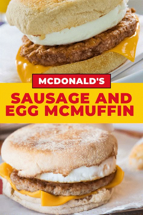 The famous McDonald's Sausage and Egg McMuffin recipe has been released! Learn how to make this classic sausage, egg, and cheese breakfast sandwich at home. Mcdonalds Egg Mcmuffin, Egg Mcmuffin Recipe, Sausage And Egg Mcmuffin, Sausage Mcmuffin, Egg Mcmuffin, Mcdonalds Breakfast, Breakfast Sandwich Recipes, Cheese Breakfast, Egg And Cheese