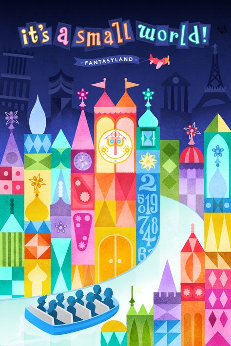 Vintage Disney Posters, Its A Small World, Disney Poster, Disney Parque, It’s A Small World, Disney Attractions, It's A Small World, Retro Disney, Disney Rides