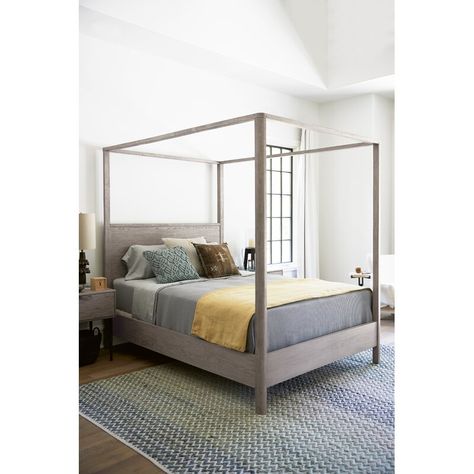 Foundry Select Olivia Queen Canopy Bed | Wayfair Farmhouse Canopy Bed, Queen Canopy Bed, Upholstered Panel Bed, Beach House Interior, Beach House Design, Canopy Bed, Universal Furniture, Platform Bed Frame, Panel Bed