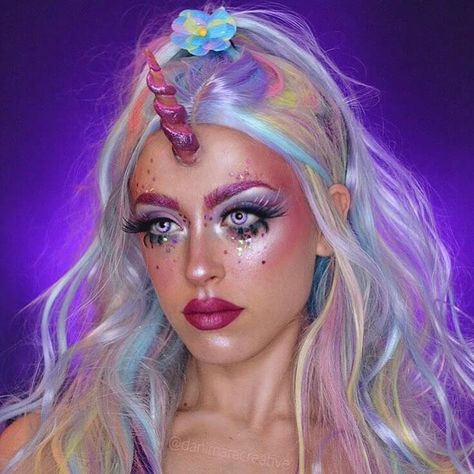 Halloween Make Up Looks, Moldable Plastic, Last Minute Costume, Halloween Contact Lenses, Halloween Makeup Pretty, Unicorn Makeup, Pretty Halloween, Unicorn Halloween, Last Minute Costumes