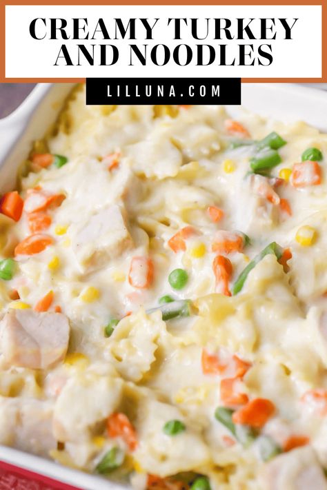 Warm and cozy creamy turkey and noodles is a simple dish perfect for dinner any night, especially the day after Thanksgiving! #turkeyandnoodles #turkey #leftoverturkey #casserole #pasta Turkey And Noodles Crockpot, Turkey Casserole Recipes Easy, Side Dishes For Turkey Dinner, Turkey Noodles Recipe, Turkey Pasta Recipes, Turkey And Noodles, Turkey And Noodles Recipe, Turkey Casserole Recipes, Thanksgiving Pasta