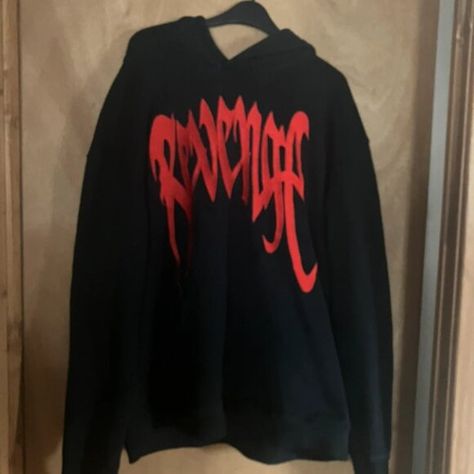 Revenge xxxtentacion Kill Hoodie Revenge Hoodie, Embroidered Design, Revenge, Black Red, Black And Red, Mens Shirts, Man Shop, Sweatshirts Hoodie, Outfit Inspo