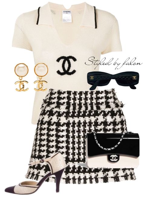 Chanel Outfit Classy, Channel Clothes, Chanel Fashion Outfits, Chanel Inspired Outfit, Heels Chanel, Channel Outfits, Purse Chanel, Earrings Chanel, Chanel Heels