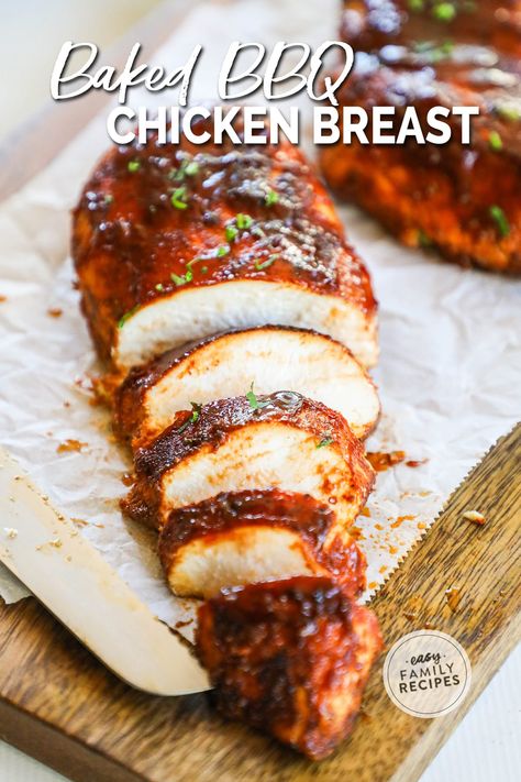 This 30 Minute Baked BBQ Chicken Breast is a summer recipe you can enjoy all year long! The chicken is slathered in a sweet, smoky, savory spice blend, covered in BBQ sauce, then baked until tender and juicy. Serve this Oven-Baked BBQ Chicken with any of your favorite summer side dishes. It's a meal that the whole family will love that takes just 5 minutes to prep. Serve this BBQ Oven Baked Chicken as is or shred it up and use it in another recipe! Baked Bbq Chicken Breast, Easy Baked Bbq Chicken, Bbq Baked Chicken Breast, Homemade Buttermilk Cornbread, Baked Bbq Chicken Recipes, Bbq Chicken Breast Recipe, Oven Baked Bbq Chicken, Sweet Potato Oven, Easy Bbq Recipes