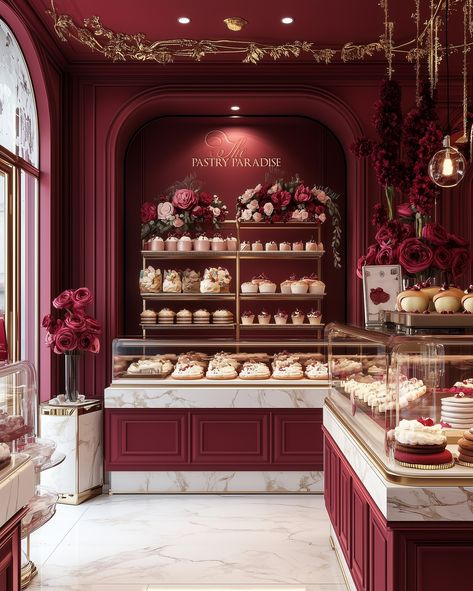 «The Pastry Paradise». 🥐🪽♥�️ Luxury Coffee Shop Interior Design, Pastry Interior Design, Luxury Bakery Interior, Luxury Pastries, Dessert Bar Restaurant, Cafe Shop Design Ideas, Cake Shop Ideas, Bakery Shop Ideas, Art Deco Bakery