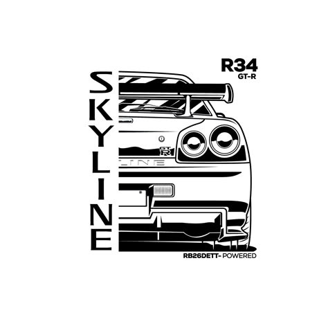 Gtr Drawing, Skyline Tattoo, Skyline Drawing, Nissan R34, Optical Illusion Tattoo, R34 Skyline, Jdm Wallpaper, Gtr R34, Cool Car Drawings