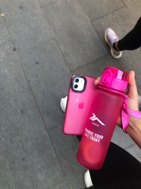 Pink water bottle Pink Water Bottle, Pink Water, Water Bottle, Water, Pink, Quick Saves, Clothes