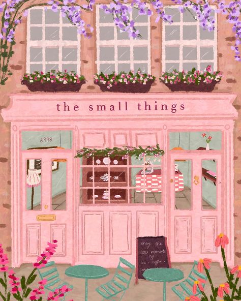 Art by Isobelle. Coffee shop illustration Coffee Shop Illustration, Animation Portfolio, Lovely Illustrations, Paris Illustration, Chanel Art, Shop Artwork, Shop Illustration, The Small Things, Illustration Art Drawing