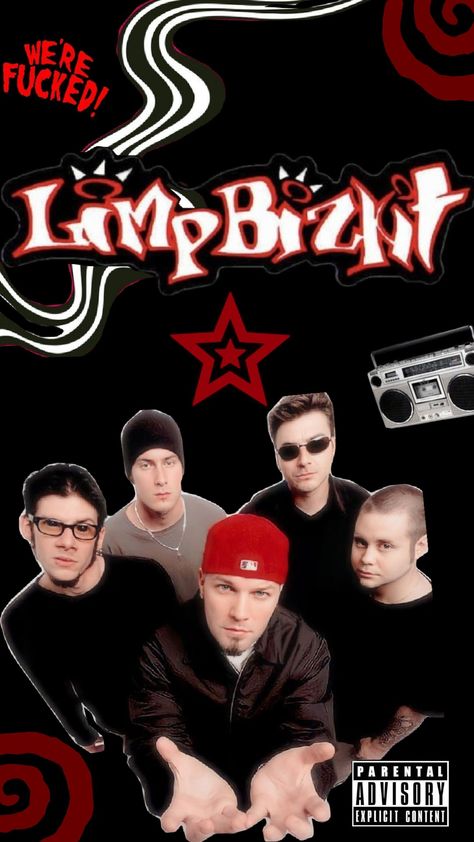 #limpbizkit #numetal Limp Bizkit Art, 2000s Lockscreen, Limp Bizkit Wallpaper, Full Nelson, Graphic Posters, Limp Bizkit, Emo Wallpaper, Scrapbook Book, Band Members