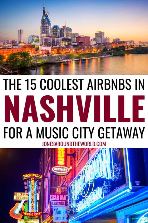 Planning an upcoming getaway in Nashville? I’ve put together the ultimate Nashville Airbnb guide with the most fun, unique, luxurious, and romantic places to stay in this incredible destination! Nashville is the capital of the U.S state of Tennessee, and the southern city is one of the most important historical music destinations in the entire country. Country music is at the heart of everything in Nashville, and the city is brimming with sights and sounds! #nashville #tennessee #traveltips Nashville Weekend Trip, Nashville Bucket List, Nashville Weekend, Nashville Tennessee Vacation, Nashville Tours, Nashville Girls Trip, Nashville Travel Guide, Nashville Vacation, Best Airbnb