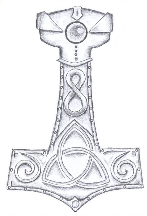 Digginsac - Thor Hammer by Digginsac Thors Hammer Tattoo, Thor Hammer Tattoo, Hammer Drawing, Mjolnir Tattoo, Viking Drawings, Escudo Viking, Thor Tattoo, Hammer Tattoo, Shield Tattoo