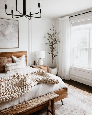 Our Simple + Serene Master Bedroom Refresh Dark Hardwood, Bedroom Updates, Princess Castle, Bedrooms Decor, Bedroom Refresh, Master Bed, Primary Bedroom, Master Bedrooms Decor, Custom Curtains