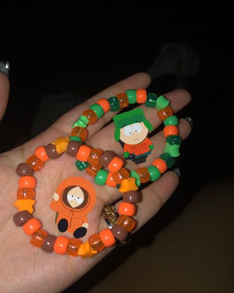 Cute kandi southpark Southpark Bracelet, Kandi Braclet Ideas, South Park Bracelet Ideas, Kandi Bracelets Ideas Singles, South Park Bracelet, South Park Kandi, Kandi Ideas Singles, Kandi Earrings, Kenny And Kyle