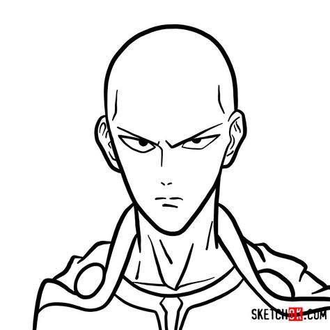 How to draw Saitama's face | One-Punch Man Anna Cattish, Face Line Drawing, Saitama One Punch, Saitama One Punch Man, Man Anime, Man Sketch, One Punch Man Anime, Sketches Tutorial, Anime Drawing