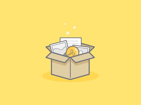 What's in the box?! sparkle box bulb illustration icon Boxes Illustration, Box Illustration Design, Random Box, Box Illustration, Unboxing Packaging, Me Cover Instagram Highlight, Sparkle Box, Box Icon, Design Studio Logo