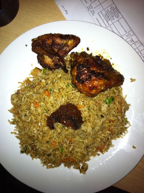 Grilled Chicken with Egg Fried rice & shito (Ghana Style) By Abdul-Basit Mohammed Ghanaian Fried Rice, Ghana Fried Rice, Ghanaian Meals, Ghanaian Dishes, Ghana Style, Ghana Food, Ghanaian Food, Abdul Basit, African Foods