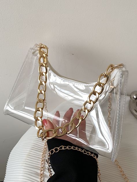 Transparent Handbags, Transparent Purse, Plastic Handbag, Ethereal Elegance, Clear Handbags, Handbags Collection, Collection Ideas, Clear Purses, Chain Decor