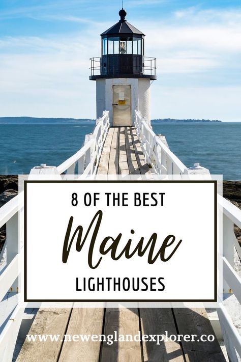 a photo of Marshal Point Lighthouse with a title that says 8 of the Best Maine Lighthouses Lighthouses In Maine, East Coast Lighthouses, Maine Road Trip, Architecture Set, Northern Maine, Maine Lighthouses, New England Road Trip, Maine Vacation, Fall Vacations