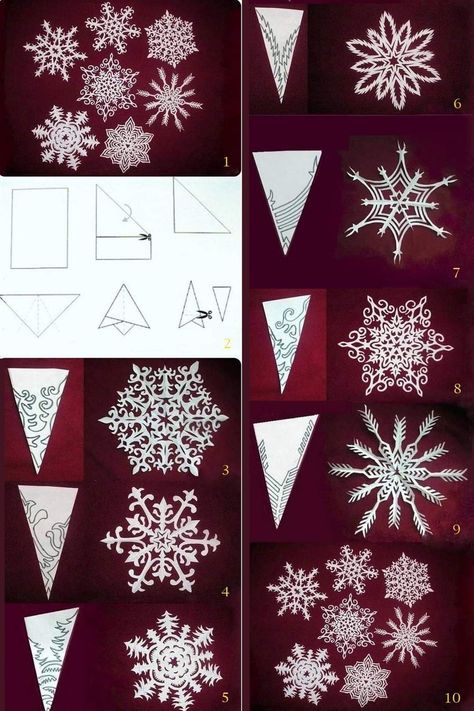 Cool Paper Snowflake Patterns, Oragami Snowflakes Easy, Snowflake Pattern Templates, Snöflingor I Papper, Snowflake Origami, Paper Snowflake Designs, Snowflakes Diy, Paper Snowflake Template, Paper Snowflake Patterns