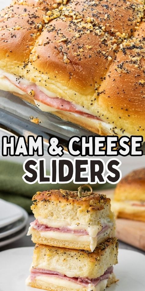 Ham Sliders Recipes, Sliders Recipes Hawaiian Rolls, Ham And Swiss Sliders, Easy Slider Recipes, Ham Cheese Sliders, Ham Sliders, Savory Ham, Snack Dinner, Ham And Cheese Sliders