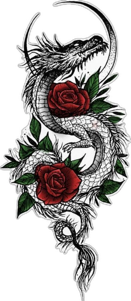 Dragons And Roses Tattoo, Red Dragon Black Flowers Tattoo, Dragon With Roses Tattoo, Rose Dragon Tattoo, Dragon Rose Tattoo, Dragon And Rose Tattoo, Purple Tattoos, Rose Tattoos For Women, Body Image Art