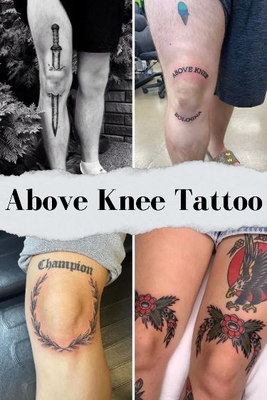 70 Perfect Above Knee Tattoo Designs Leg Tattoo Above Knee, Small Tattoos Finger, Tattoo Above Knee, Tattoo Under Breast, Tattoo Behind The Ear, Under Breast Tattoo, Above Knee Tattoo, The Knee Tattoo, Knee Tattoos